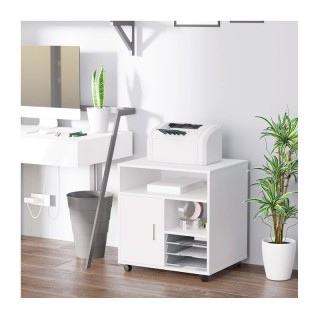 Τροχήλατο Ξύλινο Έπιπλο Γραφείου με 1 Ντουλάπι  και 3 Ράφια 60 x 50...