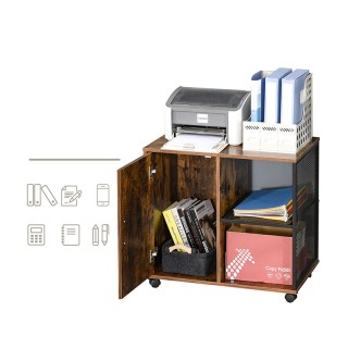 Τροχήλατο Ξύλινο Έπιπλο Γραφείου με 1 Ντουλάπι και 2 Ράφια 70 x 40 ...