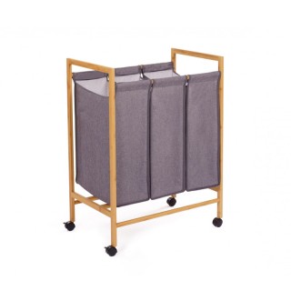 Τροχήλατο Καλάθι Απλύτων από Μπαμπού με 3 Υφασμάτινες Τσάντες Idomy... Τροχήλατο Καλάθι Απλύτων από Μπαμπού με 3 Υφασμάτινες Τσάντες Idomy...