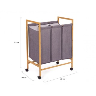 Τροχήλατο Καλάθι Απλύτων από Μπαμπού με 3 Υφασμάτινες Τσάντες Idomy... Τροχήλατο Καλάθι Απλύτων από Μπαμπού με 3 Υφασμάτινες Τσάντες Idomy...