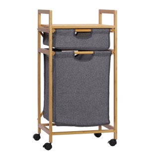 Τροχήλατο Καλάθι Απλύτων από Μπαμπού με 2 Χώρους HOMCOM 850-180 Τροχήλατο Καλάθι Απλύτων από Μπαμπού με 2 Χώρους HOMCOM 850-180