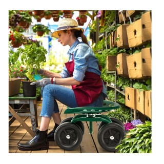 Τροχήλατο Κάθισμα Κήπου 47 x 31 x 28-40.5 cm Costway GT4029GN
