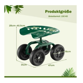 Τροχήλατο Κάθισμα Κήπου 47 x 31 x 28-40.5 cm Costway GT4029GN Τροχήλατο Κάθισμα Κήπου 47 x 31 x 28-40.5 cm Costway GT4029GN