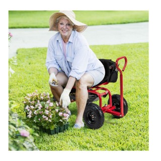 Τροχήλατο Κάθισμα Κήπου 90 x 61 x 60-69 cm Costway GT4030RE
