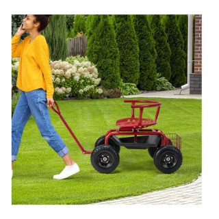 Τροχήλατο Κάθισμα Κήπου 90 x 61 x 60-69 cm Costway GT4030RE Τροχήλατο Κάθισμα Κήπου 90 x 61 x 60-69 cm Costway GT4030RE