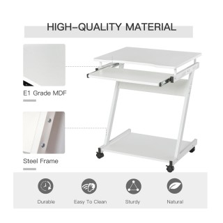 Τροχήλατο Μεταλλικό Γραφείο Υπολογιστή με Θέση για Πληκτρολόγιο 60 ...