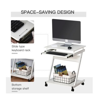 Τροχήλατο Μεταλλικό Γραφείο Υπολογιστή με Θέση για Πληκτρολόγιο 60 ...