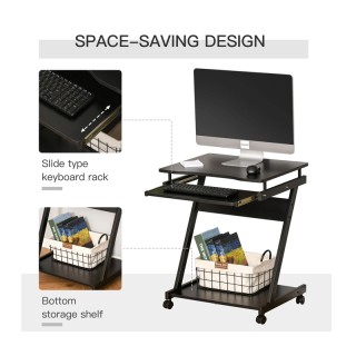 Τροχήλατο Μεταλλικό Γραφείο Υπολογιστή με Θέση για Πληκτρολόγιο 60 ...