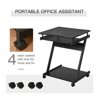 Τροχήλατο Μεταλλικό Γραφείο Υπολογιστή με Θέση για Πληκτρολόγιο 60 ...