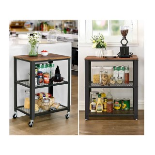 Τροχήλατο Μεταλλικό Τραπεζάκι με 3 Ράφια 60 x 40 x 77.5 cm VASAGLE ...