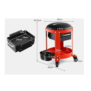 Τροχήλατο Σκαμπό Συνεργείου με 2 Συρτάρια και 2 Θήκες Costway AU10008 Τροχήλατο Σκαμπό Συνεργείου με 2 Συρτάρια και 2 Θήκες Costway AU10008