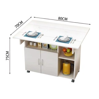 Τροχήλατο Ξύλινο Τραπέζι Κουζίνας με 1 Ντουλάπι και 3 Ράφια 80 x 70... Τροχήλατο Ξύλινο Τραπέζι Κουζίνας με 1 Ντουλάπι και 3 Ράφια 80 x 70...