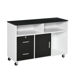 Τροχήλατο Ξύλινο Έπιπλο Γραφείου με 1 Ντουλάπι 3 Ράφια και 2 Συρτάρ... Τροχήλατο Ξύλινο Έπιπλο Γραφείου με 1 Ντουλάπι 3 Ράφια και 2 Συρτάρ...