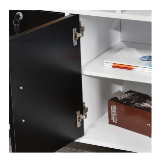 Τροχήλατο Ξύλινο Έπιπλο Γραφείου με 1 Ντουλάπι 3 Ράφια και 2 Συρτάρ...