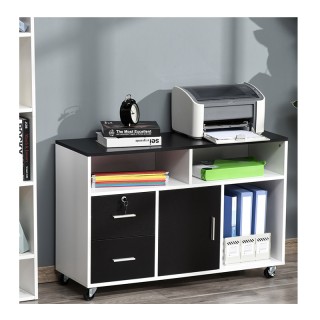 Τροχήλατο Ξύλινο Έπιπλο Γραφείου με 1 Ντουλάπι 3 Ράφια και 2 Συρτάρ...