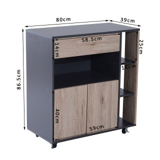 Τροχήλατο Ξύλινο Πολυλειτουργικό Ντουλάπι Κουζίνας 80 x 39 x 86.5 c... Τροχήλατο Ξύλινο Πολυλειτουργικό Ντουλάπι Κουζίνας 80 x 39 x 86.5 c...