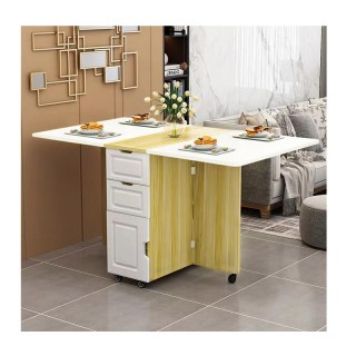 Τροχήλατο Ξύλινο Πτυσσόμενο Τραπέζι Κουζίνας με 1 Ντουλάπι και 2 Συ... Τροχήλατο Ξύλινο Πτυσσόμενο Τραπέζι Κουζίνας με 1 Ντουλάπι και 2 Συ...