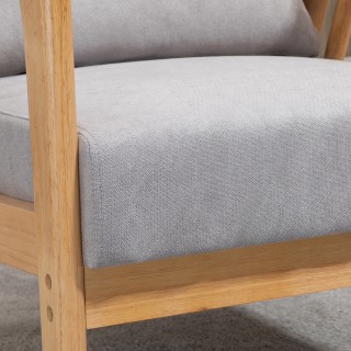 HOMCOM Μοντέρνα Πολυθρόνα με Βελούδινη Ταπετσαρία και Ξύλινη Κατασκ...