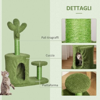 PawHut Cat Scratching Post Tree Έως 4,5 κιλά σε σχήμα Κάκτου με μπά...