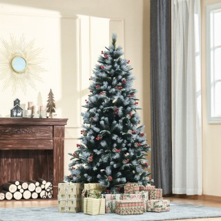 HOMCOM Χιονισμένο χριστουγεννιάτικο δέντρο με κόκκινα μούρα και κου... HOMCOM Χιονισμένο χριστουγεννιάτικο δέντρο με κόκκινα μούρα και κου...