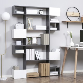 HOMCOM Μοντέρνα Βιβλιοθήκη 5 Επιπέδων με 8 Ανοιχτά Ράφια Μοριοσανίδ...