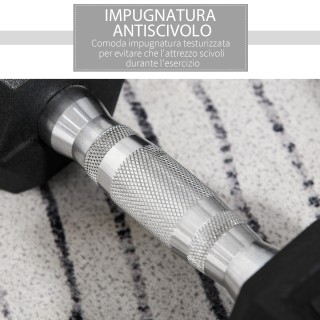 HOMCOM Σετ 2 εξαγωνικοί αλτήρες 10 κιλών από μέταλλο και καουτσούκ ...