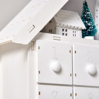 Ξύλινο Χριστουγεννιάτικο Χωριό Ημερολόγιο με 24 Συρτάρια και Φωτάκι...