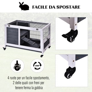 PawHut Κλουβί για κουνέλια και ινδικά χοιρίδια, 4 ρόδες, σπίτι και ... PawHut Κλουβί για κουνέλια και ινδικά χοιρίδια, 4 ρόδες, σπίτι και ...