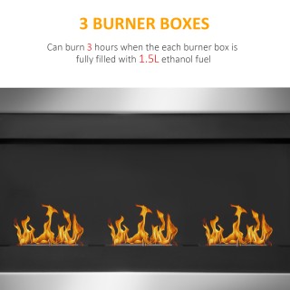 Επιτοίχιο τζάκι βιοαιθανόλης HomCom με 3 καυστήρες από ανοξείδωτο χ...