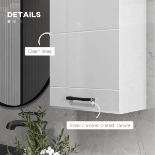 kleankin Ντουλάπι μπάνιου MDF τοίχου με 3 ράφια και ρυθμιζόμενο επά...