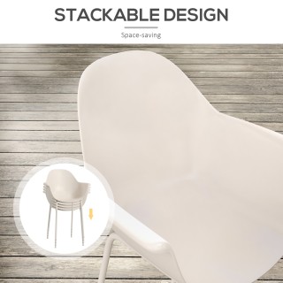 Outsunny Σετ με 4 στοιβαζόμενες πλαστικές καρέκλες με αντιολισθητικ... Outsunny Σετ με 4 στοιβαζόμενες πλαστικές καρέκλες με αντιολισθητικ...