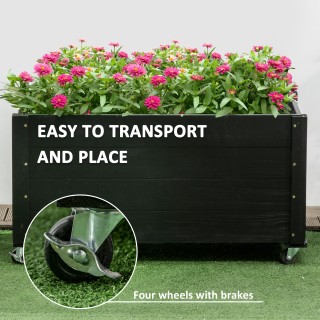 Outsunny Garden Planter με τρύπα αποστράγγισης και ρόδες, σε ξύλο ε...