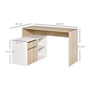 Γωνιακό γραφείο εξοικονόμησης χώρου HOMCOM, για υπολογιστή σε ξύλο,...