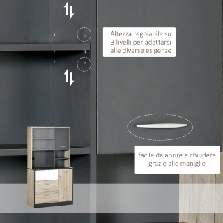 Ντουλάπα Κουζίνας Homcom 4 Ράφια Δρυς και Ανθρακί Γκρι 90x39x169cm ...