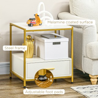 HOMCOM Σετ 2 Μοντέρνα Κομοδίνα με Συρτάρι και Ανοιχτό Ράφι, 50x40x5...