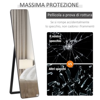 Καθρέφτης δαπέδου και τοίχου HOMCOM με Ξύλινη Κατασκευή και Πτυσσόμ...