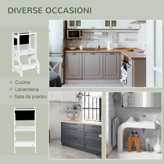 Qaba Montessori 2 σε 1 Αποσπώμενη σκάλα MDF, με σκαμπό, Περιλαμβάνε...