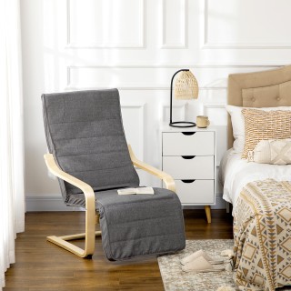 Πολυθρόνα HOMCOM Relax με υποπόδιο και προσκέφαλο 5 επιπέδων σε ξύλ...