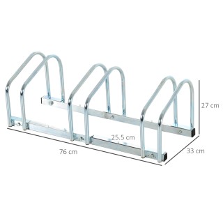 HOMCOM Σχάρα Ποδηλάτων Στάθμευσης για 3 Ποδήλατα σε Ατσάλι, 76x33x2...