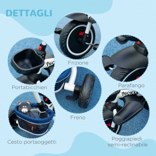 Παιδικό τρίκυκλο HOMCOM 12-50 μηνών με λαβή ώθησης, κουβούκλιο και ... Παιδικό τρίκυκλο HOMCOM 12-50 μηνών με λαβή ώθησης, κουβούκλιο και ...