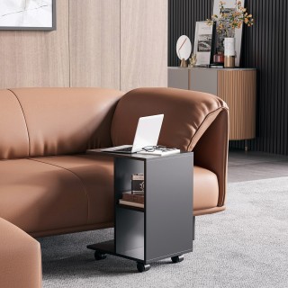 Τραπεζάκι σαλονιού HOMCOM σε σχήμα C με 2 ανοιχτά ράφια και 4 περισ...