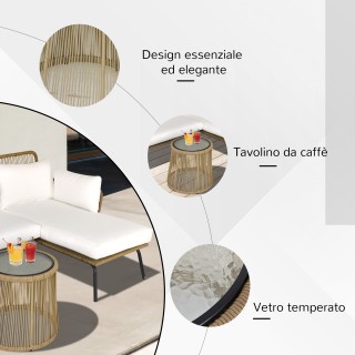 Outsunny Σετ 3 τεμαχίων Διθέσιος καναπές σεζλόνγκ και τραπεζάκι σαλ...