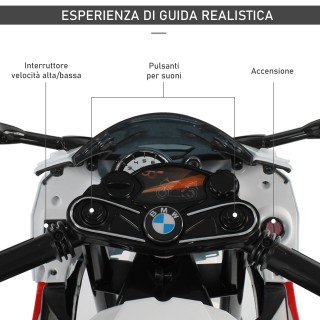 Homcom Ηλεκτρική μοτοσυκλέτα για παιδιά BMW RR 12V, Μαύρο και Κόκκι...
