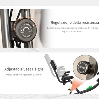 Πτυσσόμενο ποδήλατο γυμναστικής HOMCOM 2-σε-1, ρυθμιζόμενη μαγνητικ...