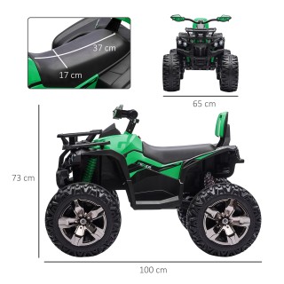 HOMCOM 12V Electric Kids Quad με λειτουργικούς προβολείς και πεντάλ...