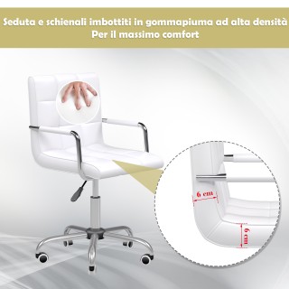 Καρέκλα Γραφείου 52.5 x 54 x 84-99 cm Χρώματος Λευκό HOMCOM 02-0701 Καρέκλα Γραφείου 52.5 x 54 x 84-99 cm Χρώματος Λευκό HOMCOM 02-0701