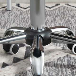 HOMCOM Σκαμπό ρυθμιζόμενο ύψος με 5 ρόδες, από ατσάλι, αφρώδες ελασ...