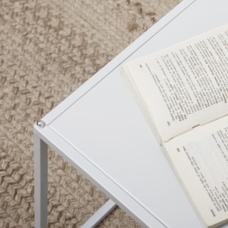 HOMCOM Σετ 2 τετράγωνων στοιβαζόμενων τραπεζιών σαλονιού σε ατσάλι,...