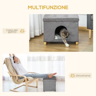 PawHut Cat House Pouf Σκαμπό ποδιών με επένδυση με αφαιρούμενο και ...
