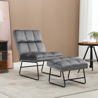 HOMCOM Επενδυμένη καρέκλα με ασορτί υποπόδιο για σαλόνι, μελέτη και...